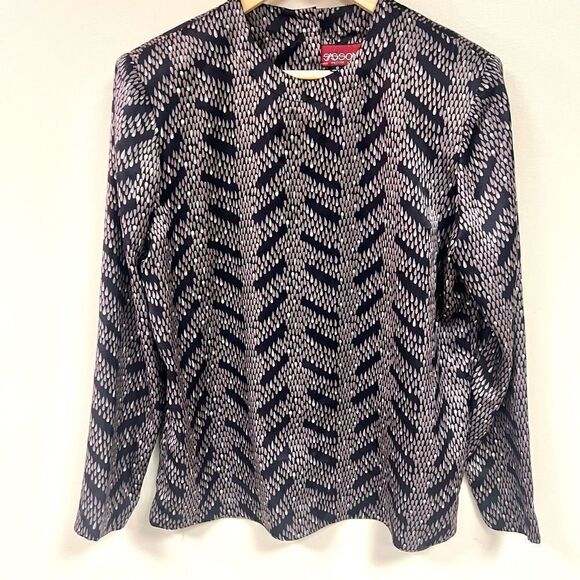 Sassoon vintage teardrop print silky long sleeve top 8 - Picture 1 of 6